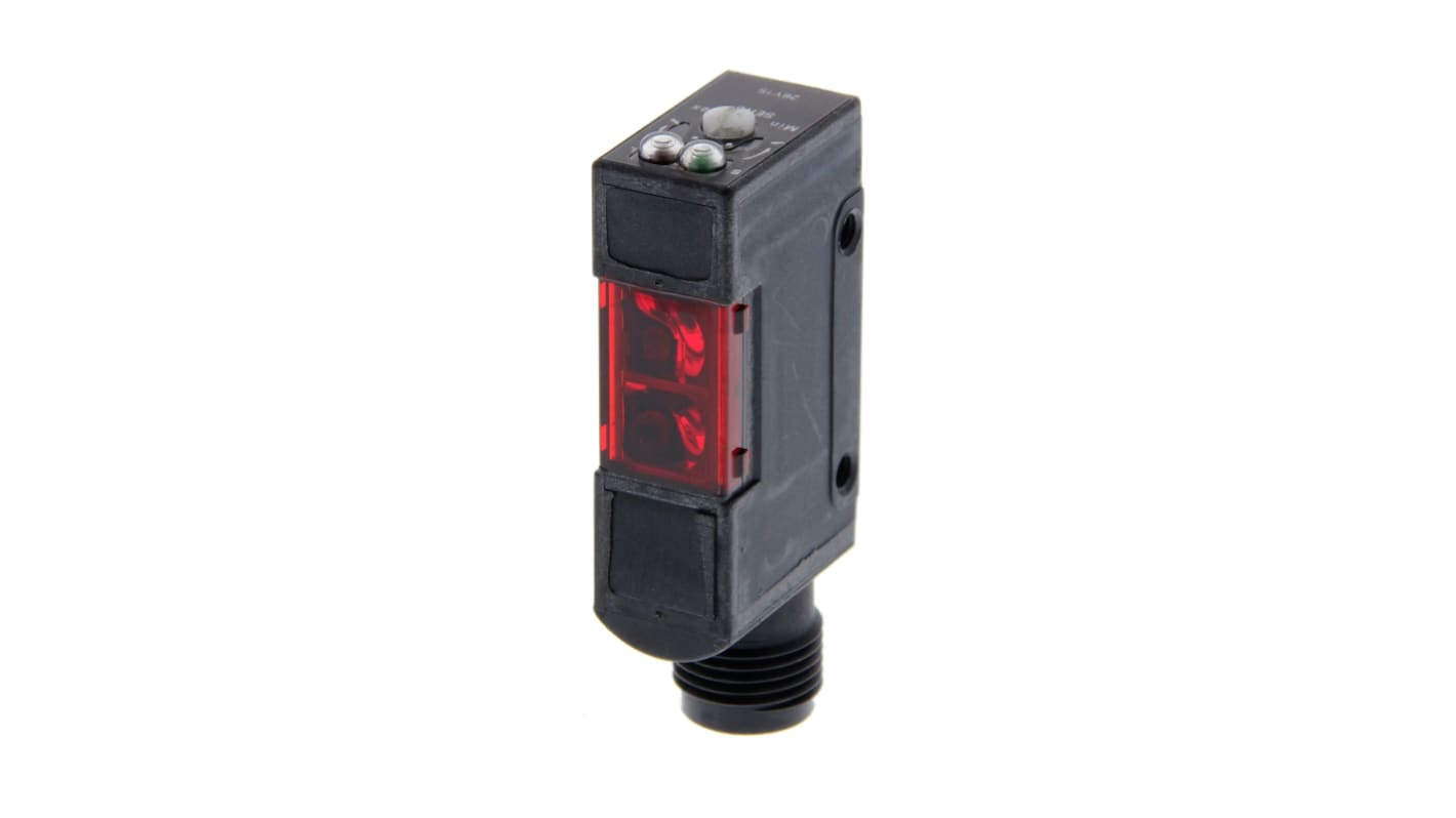 Omron E3S-AD66, sensore fotoelettrico rettangolare a diffusione con rilevamento fino a 200 mm e uscita NPN.