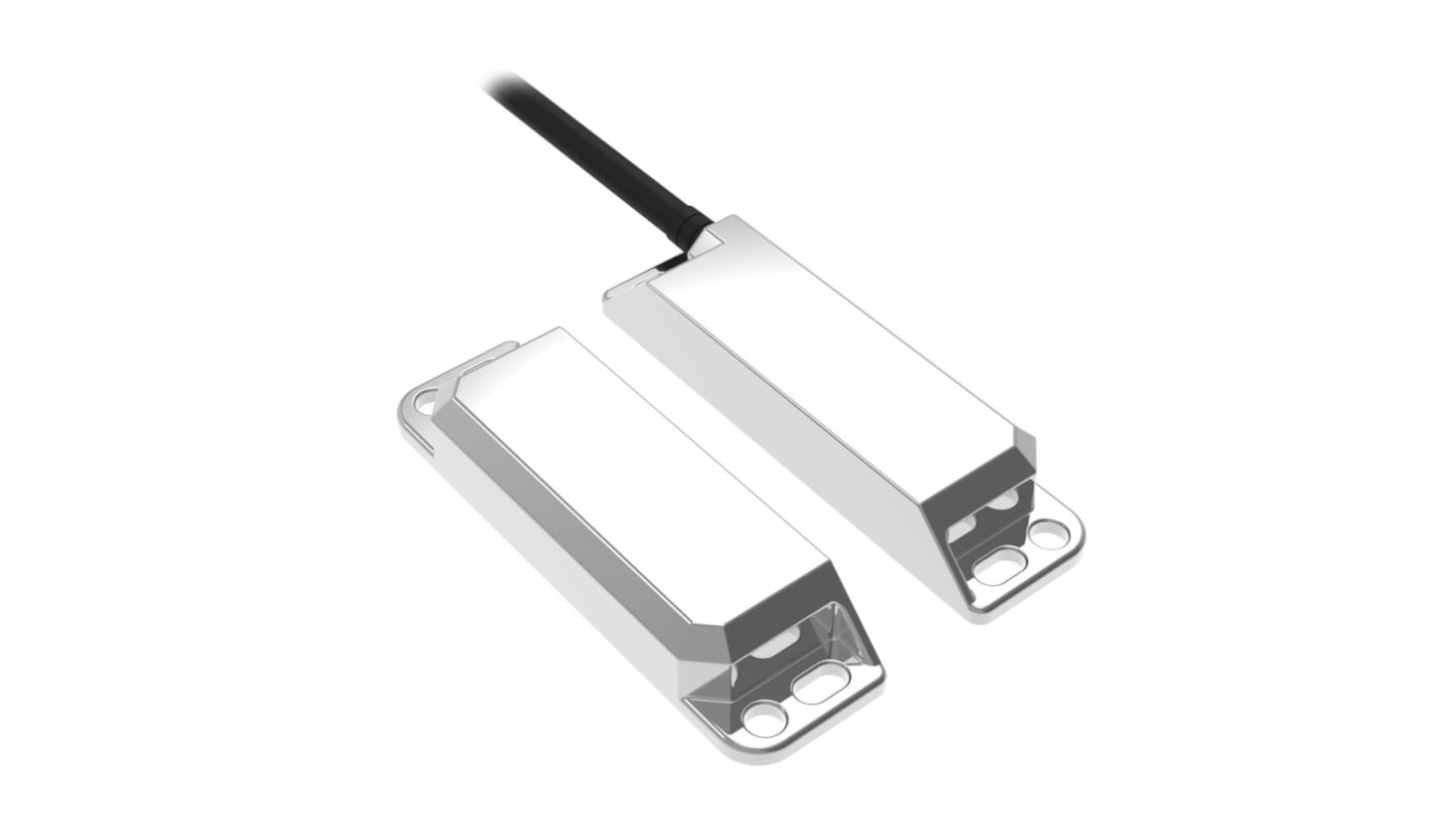 Interruttore di sicurezza senza contatto Omron F3S-TGR-NLMR-21-05, 24V cc, custodia in poliestere, grado di protezione IP67, dimensioni 37mm x 15mm.