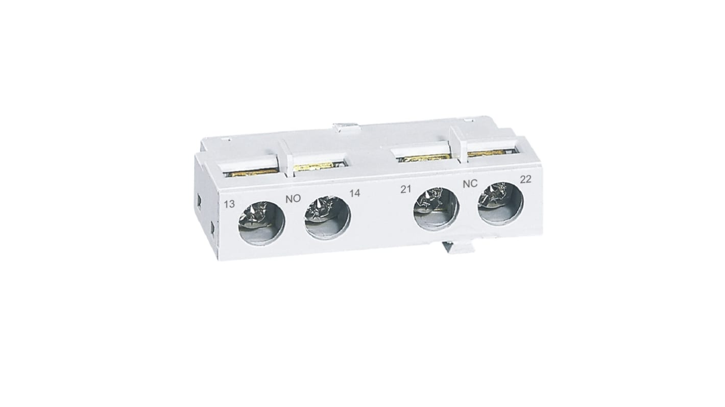 Contatto ausiliario Legrand 417403 per interruttori automatici monofase, tensione 230 V, corrente 3 A, montaggio anteriore.