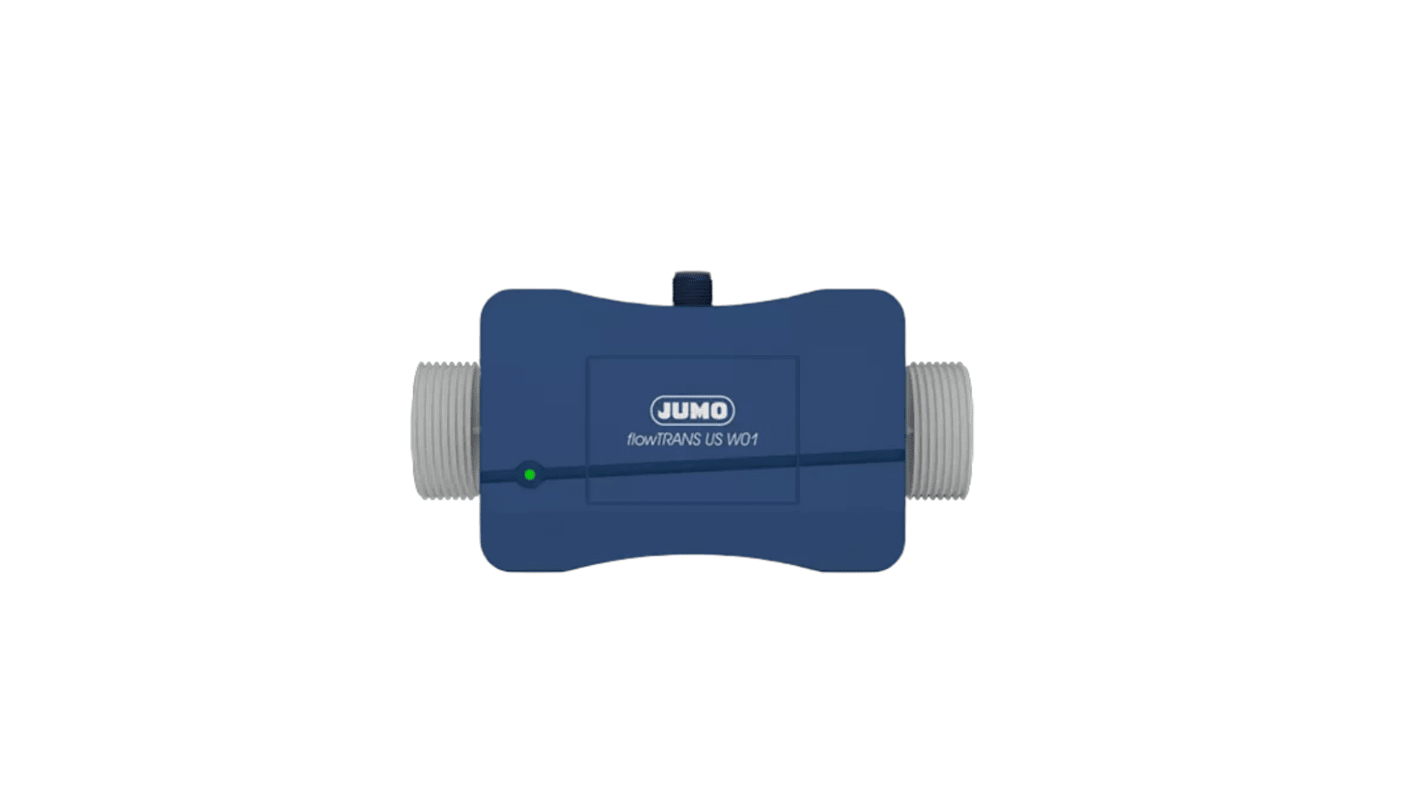 Flussometro a ultrasuoni Jumo 406050/000-0032-121-32-58-12/000 per misurazione flusso liquidi, 0-260 L/min, precisione 2%.