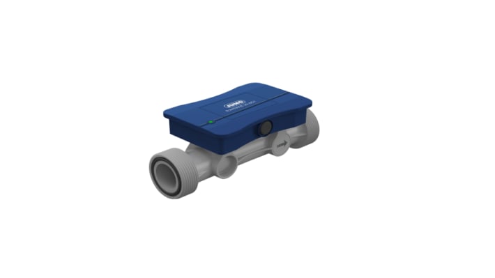 Flussometro Jumo 406050/000-0012-121-32-58-12/000 per liquidi, misura flusso 0-60 L/min, precisione 2%, alimentazione 18-30 V.