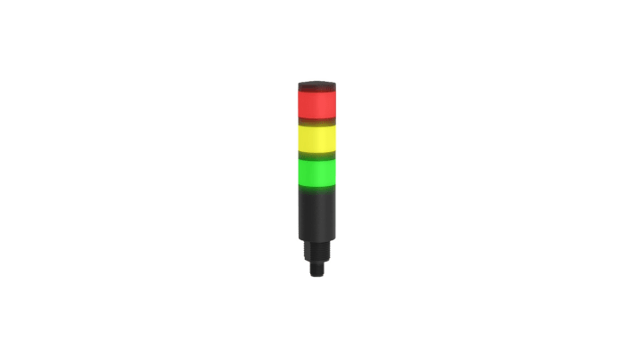 Torretta di segnalazione LED Banner TL30BGYRXXNXQD, 3 elementi, alimentazione 12-30 V dc, colori verde, rosso, giallo, montaggio su base.