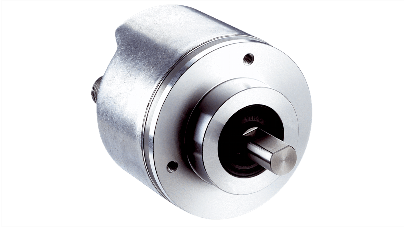 Encoder assoluto Sick A3M60A-S4PB014x17, diametro albero 8 mm, uscita PROFIBUS, risoluzione 14 bit, IP67, dimensioni 60x60x79 mm.