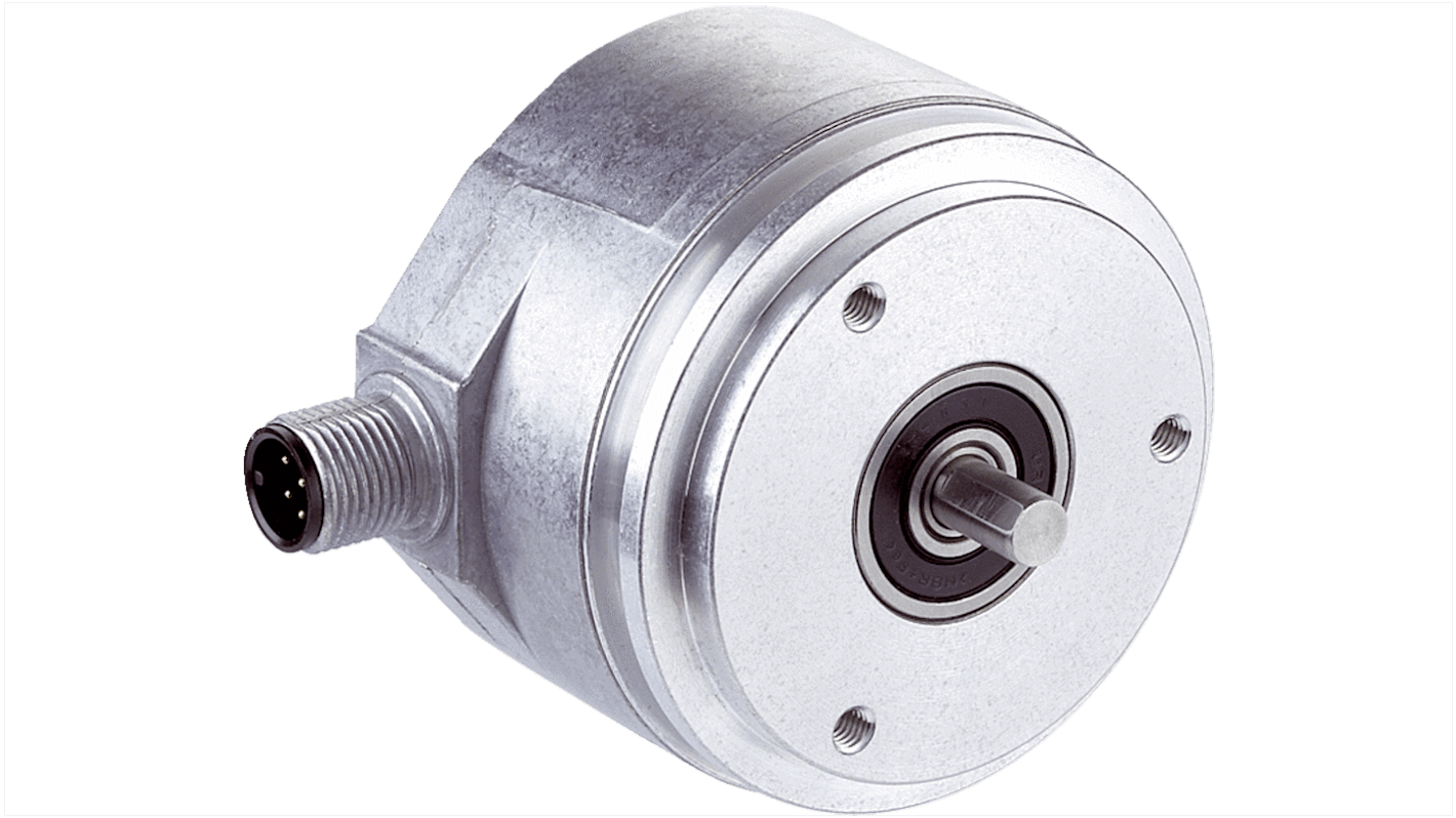 Encoder assoluto Sick AFM60B-S1AC004096, 6mm, uscita SSI, risoluzione 30 bit, IP65/IP67, montaggio a flangia, dimensioni 60x60x50.1mm.