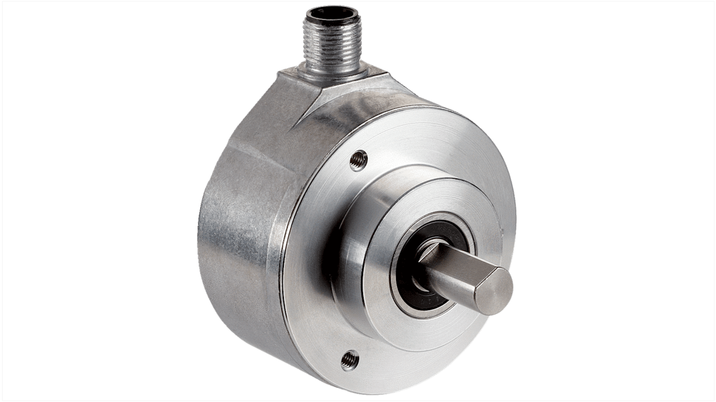Encoder assoluto Sick AFM60B-S4AC032768, 10mm, uscita SSI, risoluzione 30 bit, montaggio a flangia, dimensioni 60x60x59.1 mm.