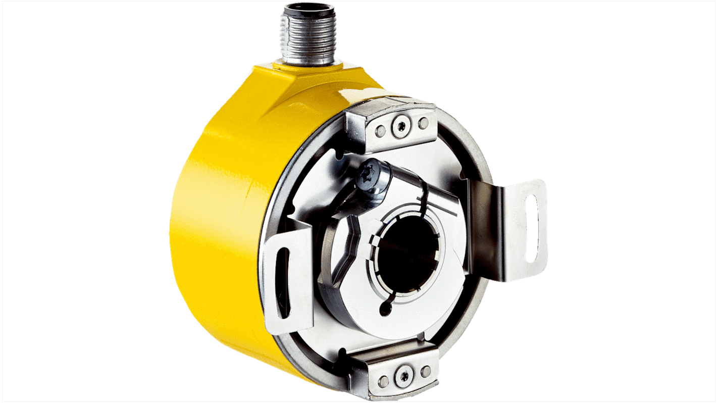 Encoder assoluto Sick AFS60S-TBKC262144, 262144 impulsi/giro, diametro albero 8 mm, uscita analogica, IP65. Dimensioni 63x72x43 mm.