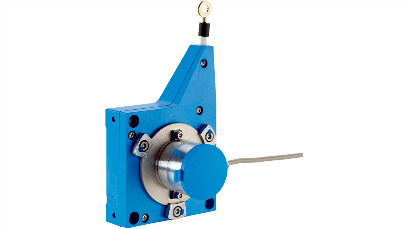 Encoder a filo Sick BCG08-L1KM03PP, uscita analogica, corsa 3000 mm, risoluzione 0,06 mm, IP50, dimensioni 80x80x148 mm.