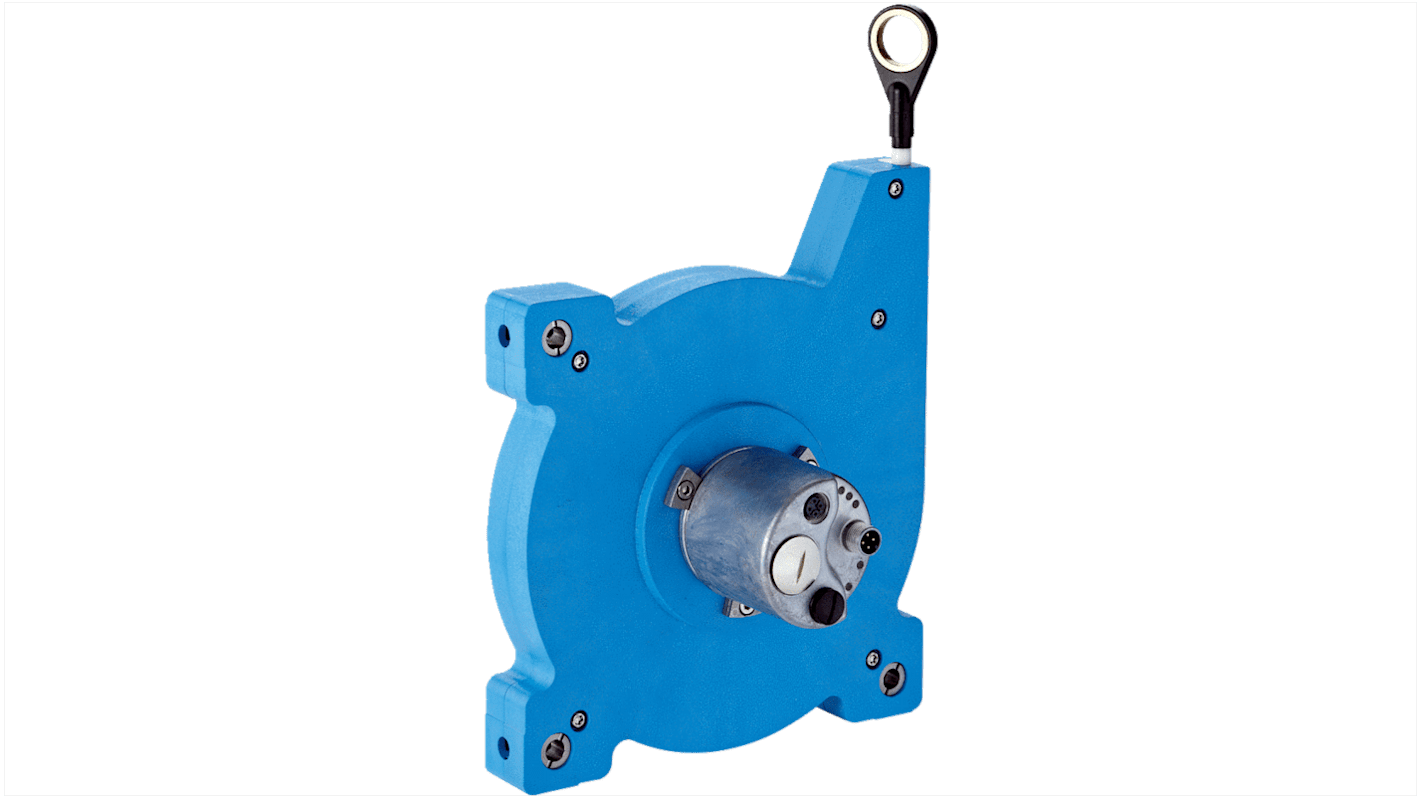 Encoder a filo Sick BCG19-N1BM1099, uscita Profinet, risoluzione 0,002 mm, montaggio a flangia, dimensioni 291,5x160x96 mm.