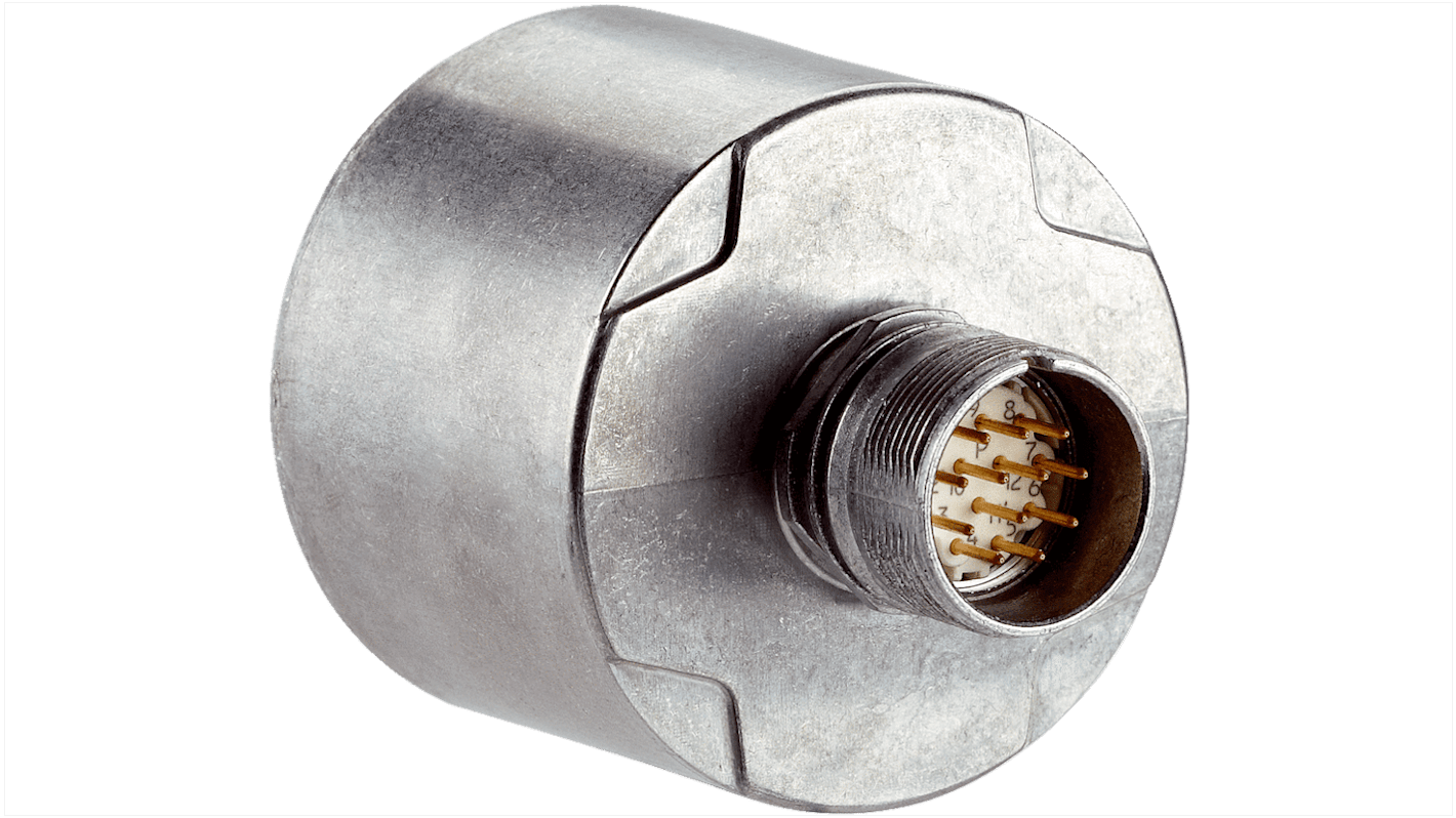 Encoder incrementale Sick DFS60B-S1CB01024, 1024 impulsi/giro, IP65/IP67, montaggio a flangia, dimensioni 60x60x66.5 mm.