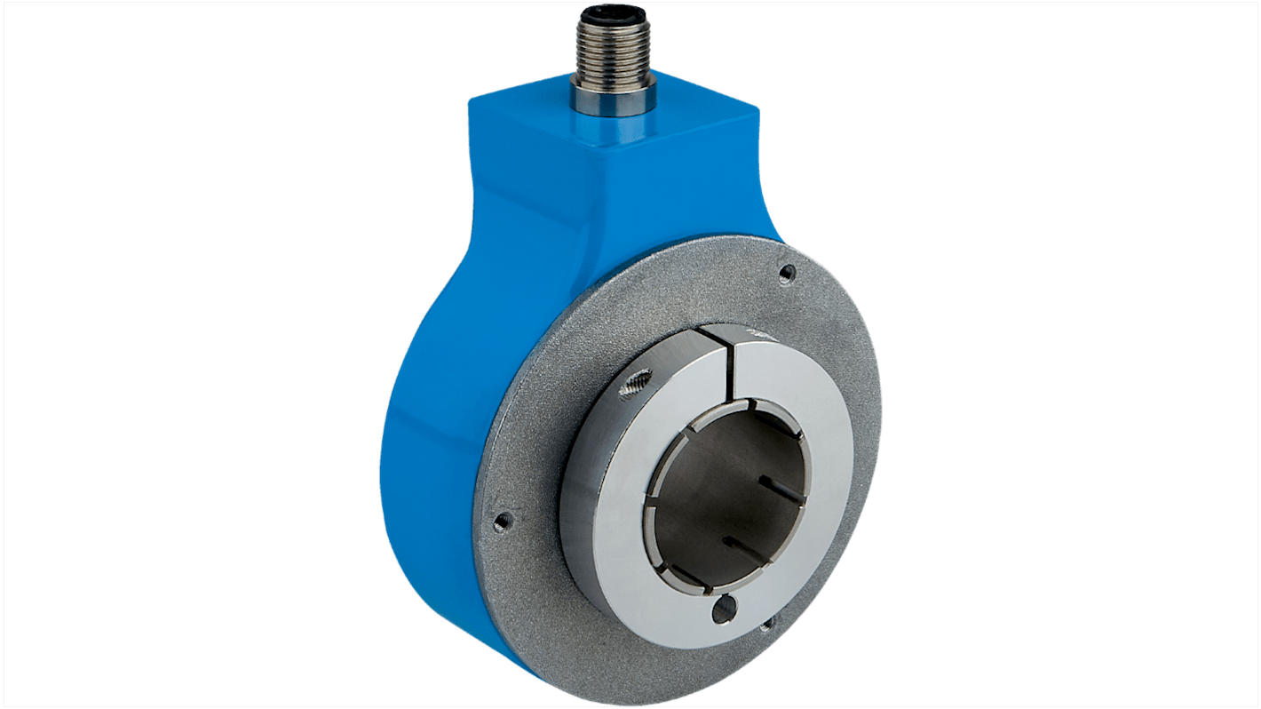 Encoder incrementale Sick DGS80B-TSLC05000, 5000 impulsi/giro, HTL, IP65, montaggio su albero, dimensioni 111,6 x 35 x 35 mm.
