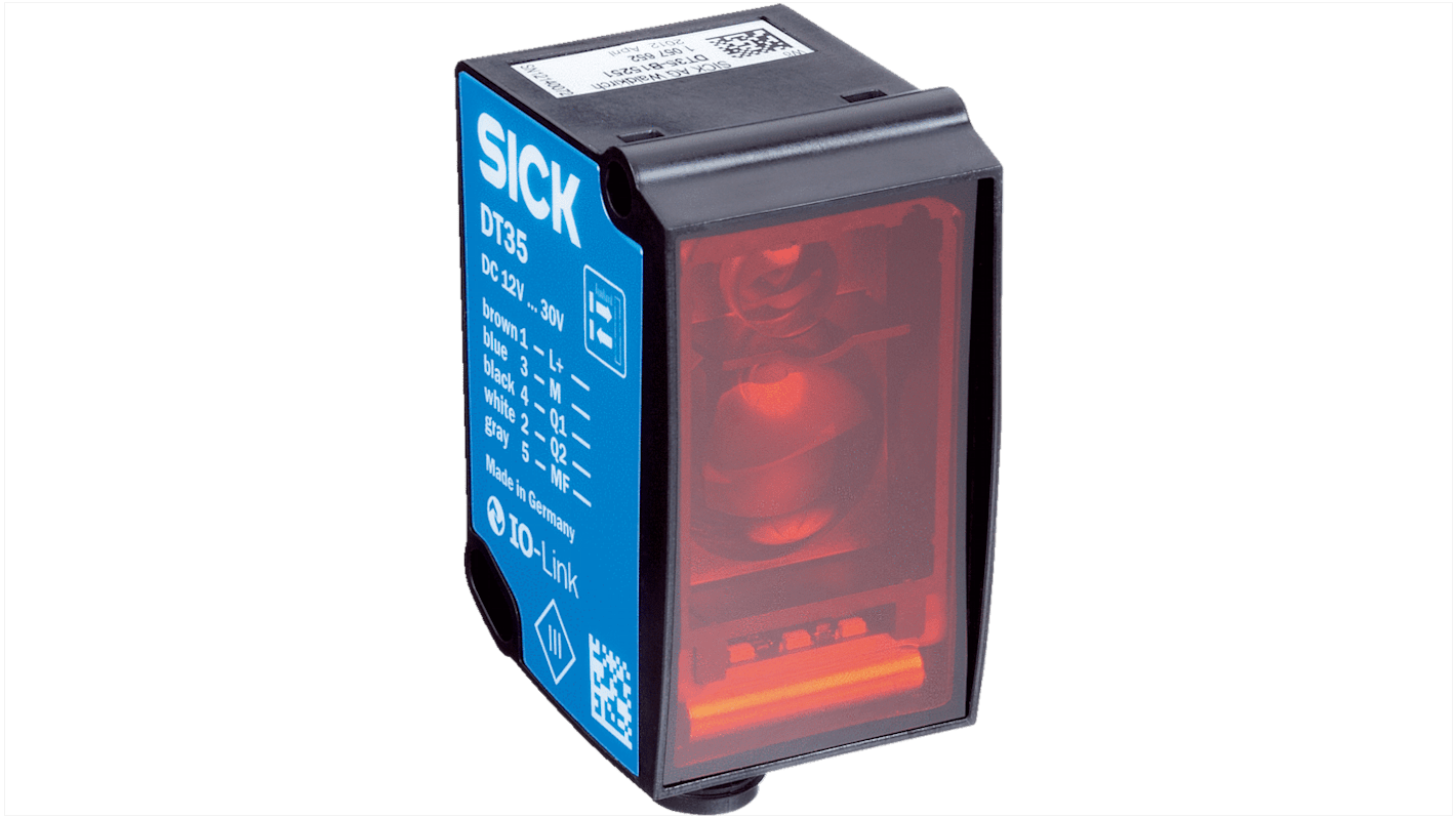 Sensore di distanza rettangolare a retroriflessione Sick DL35-B15852, rilevamento 200-3500 mm, uscita PNP/NPN, connettore M12.