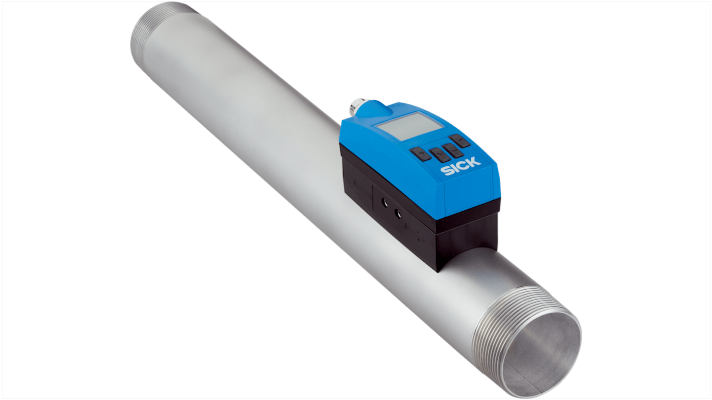 Sensore di flusso Sick FTMG-ISR50SXX per gas non corrosivi, portata 58,9-11780,9 L/min, connessione M12, diametro tubo 50 mm.