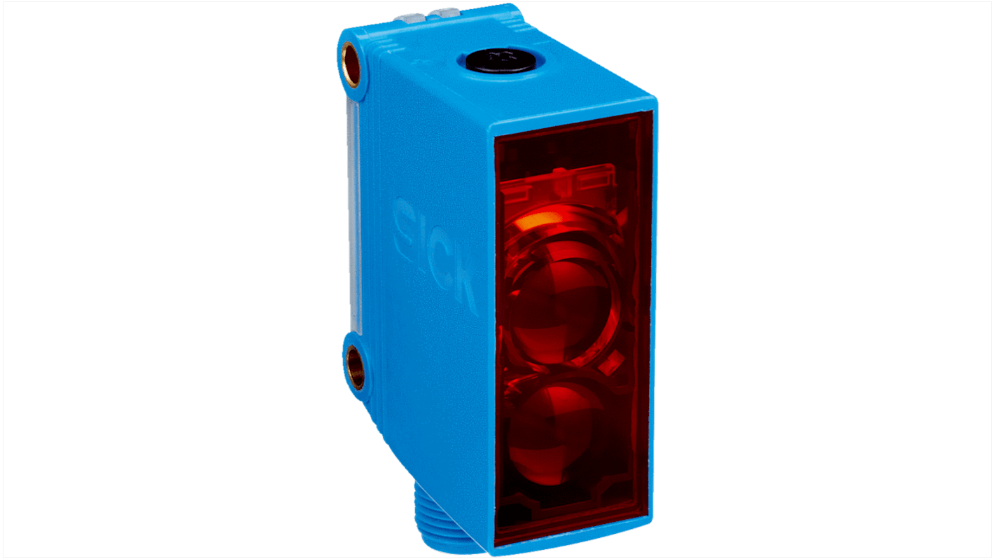 Sensore fotoelettrico rettangolare Sick GL10-F4631S11 a retroriflessione, rilevamento fino a 17 m, uscita PNP, montaggio M12.
