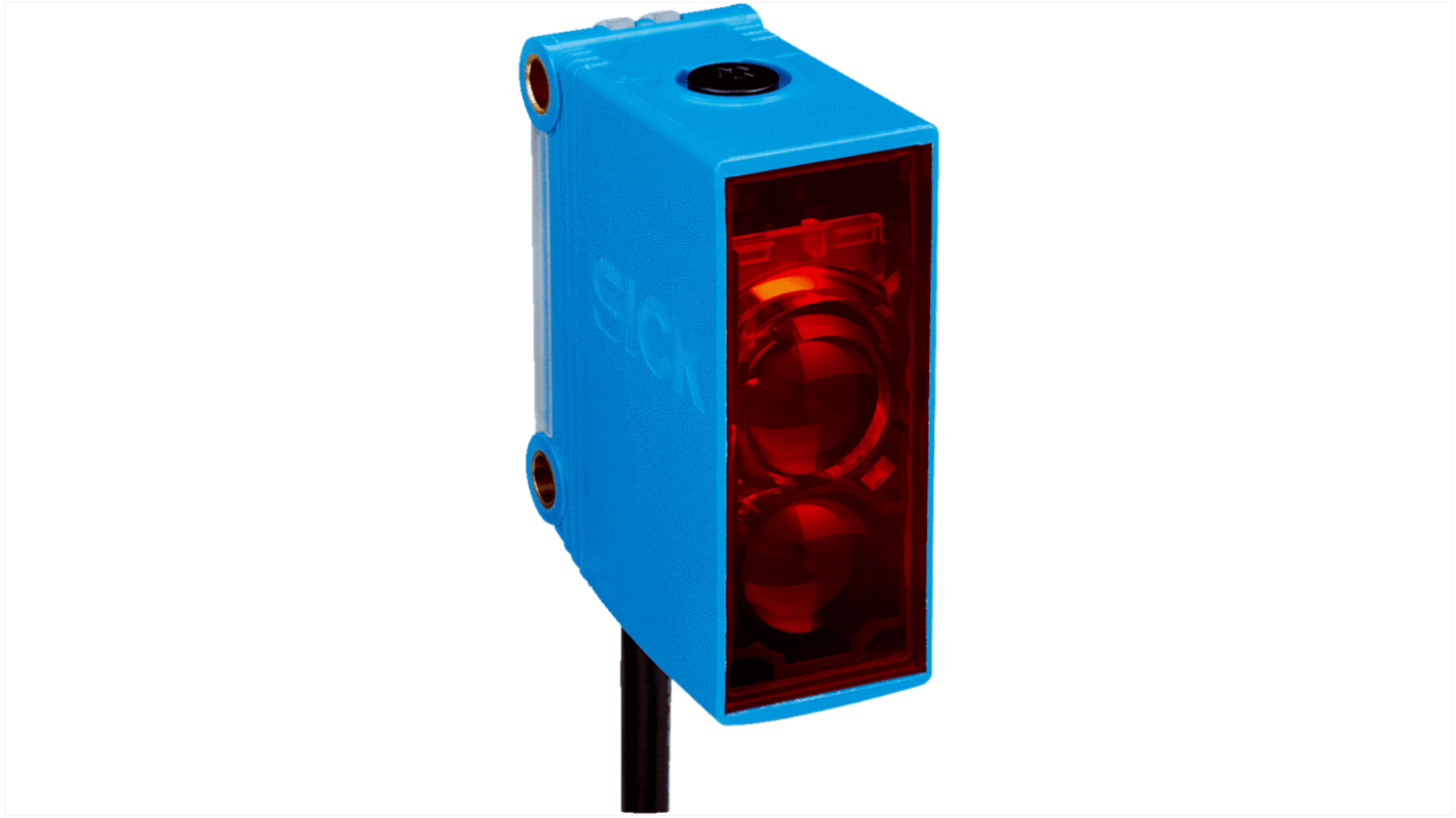 Sensore fotoelettrico rettangolare Sick GL10-F7431S08 a retroriflessione, rilevamento fino a 17 m, IP67, montaggio Q-Lock.