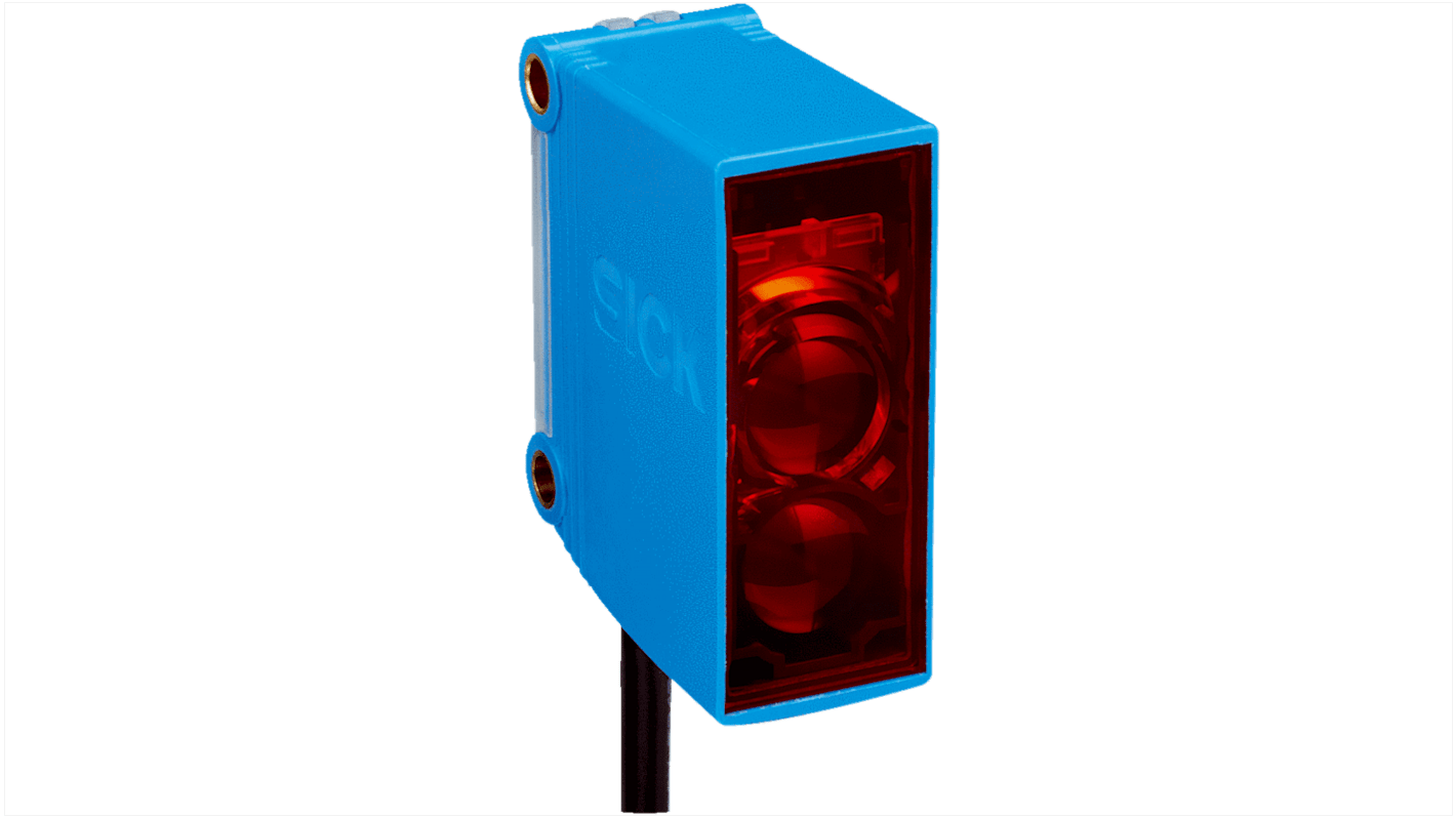 Sensore fotoelettrico rettangolare Sick GL10-F7551P07 a retroriflessione, rilevamento fino a 12 m, alimentazione 10-30 V CC, IP67.
