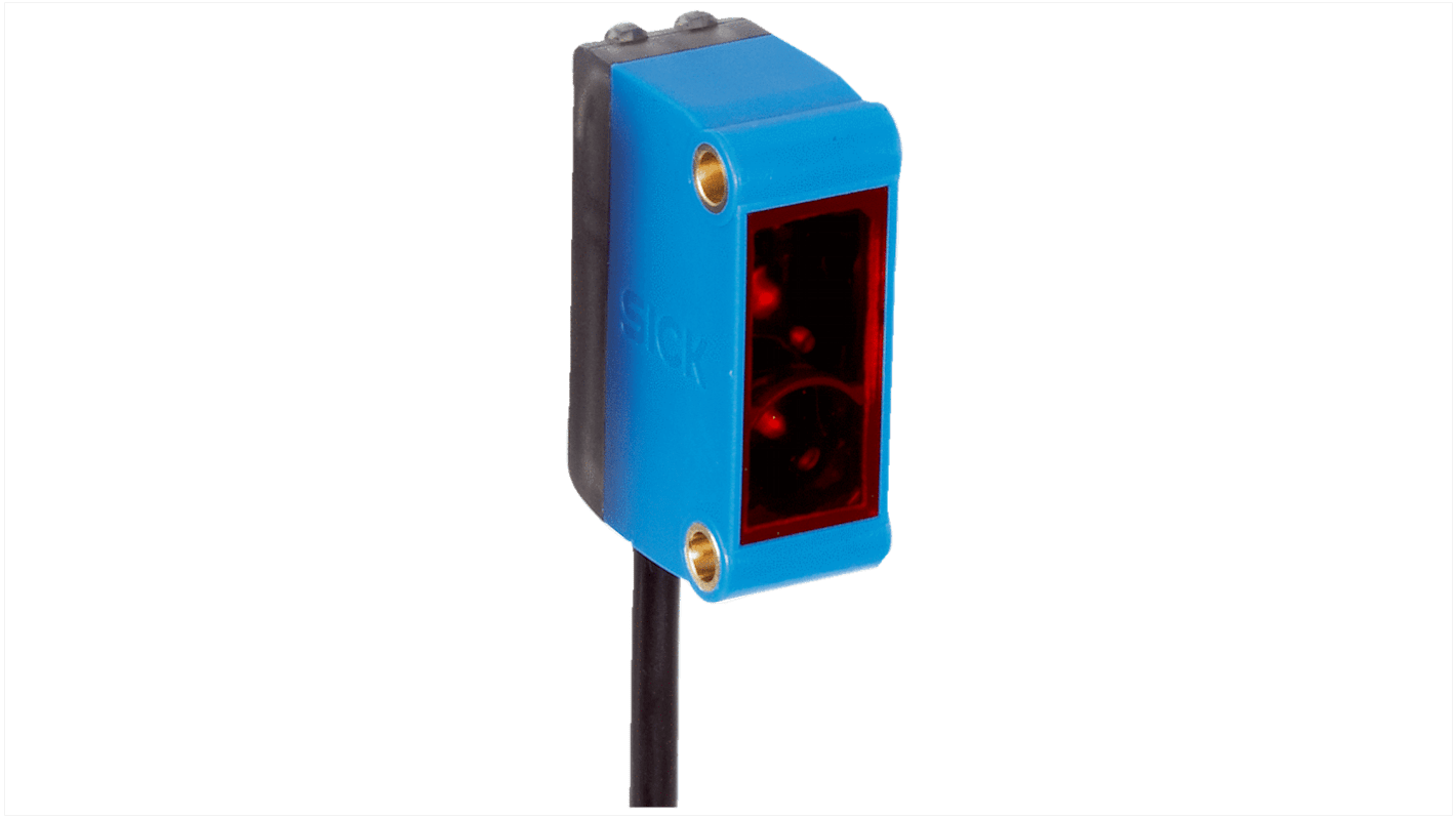 Sensore fotoelettrico rettangolare Sick GL6-F03111S58 a retroriflessione, rilevamento fino a 6 m, uscita PNP, IP67, cavo 5 m.
