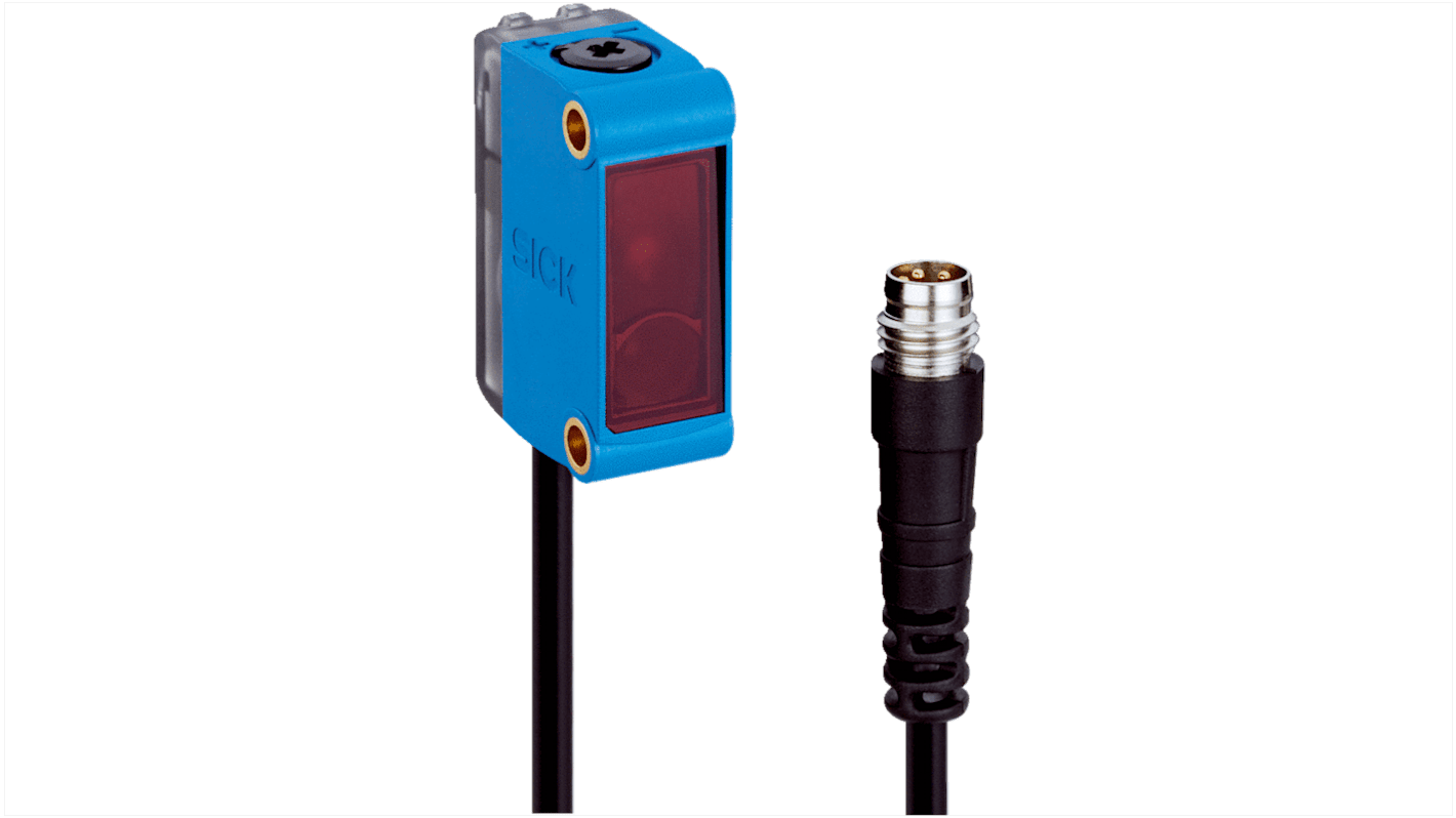 Sensore fotoelettrico rettangolare Sick GL6L-P6211 a retroriflessione, rilevamento fino a 12 m, uscita PNP, IP67.