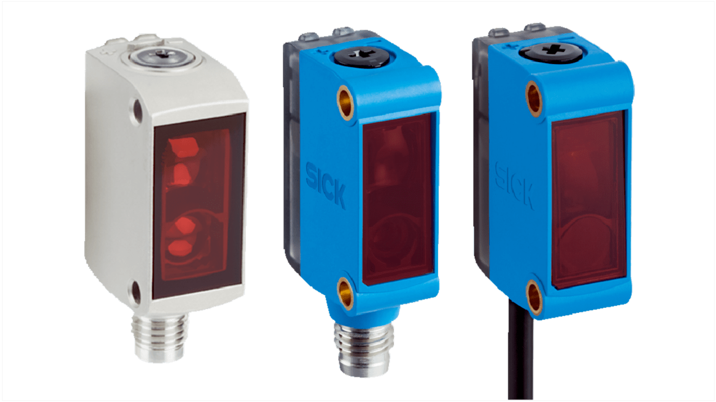 Sensore fotoelettrico rettangolare Sick GL6-N0111S13, rilevamento fino a 6 m, uscita NPN, grado di protezione IP67.