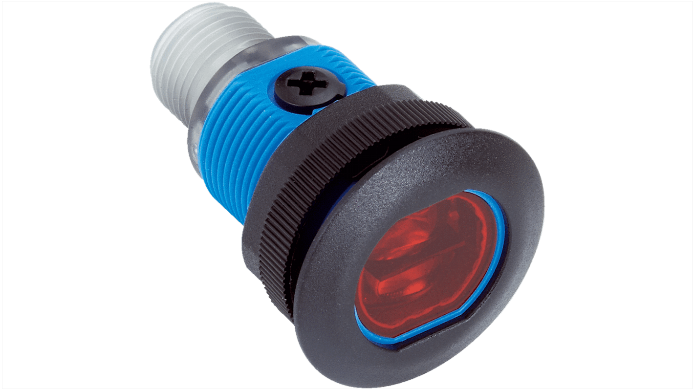 Sensore fotoelettrico cilindrico Sick GRL18S-P2356 a retroriflessione, rilevamento fino a 7,2 m, grado di protezione IP67.