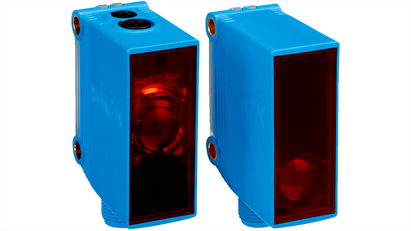 Sensore fotoelettrico Sick GSE10-P4222, rettangolare, fascio passante, rilevamento 700 mm, IP67, montaggio filettato.