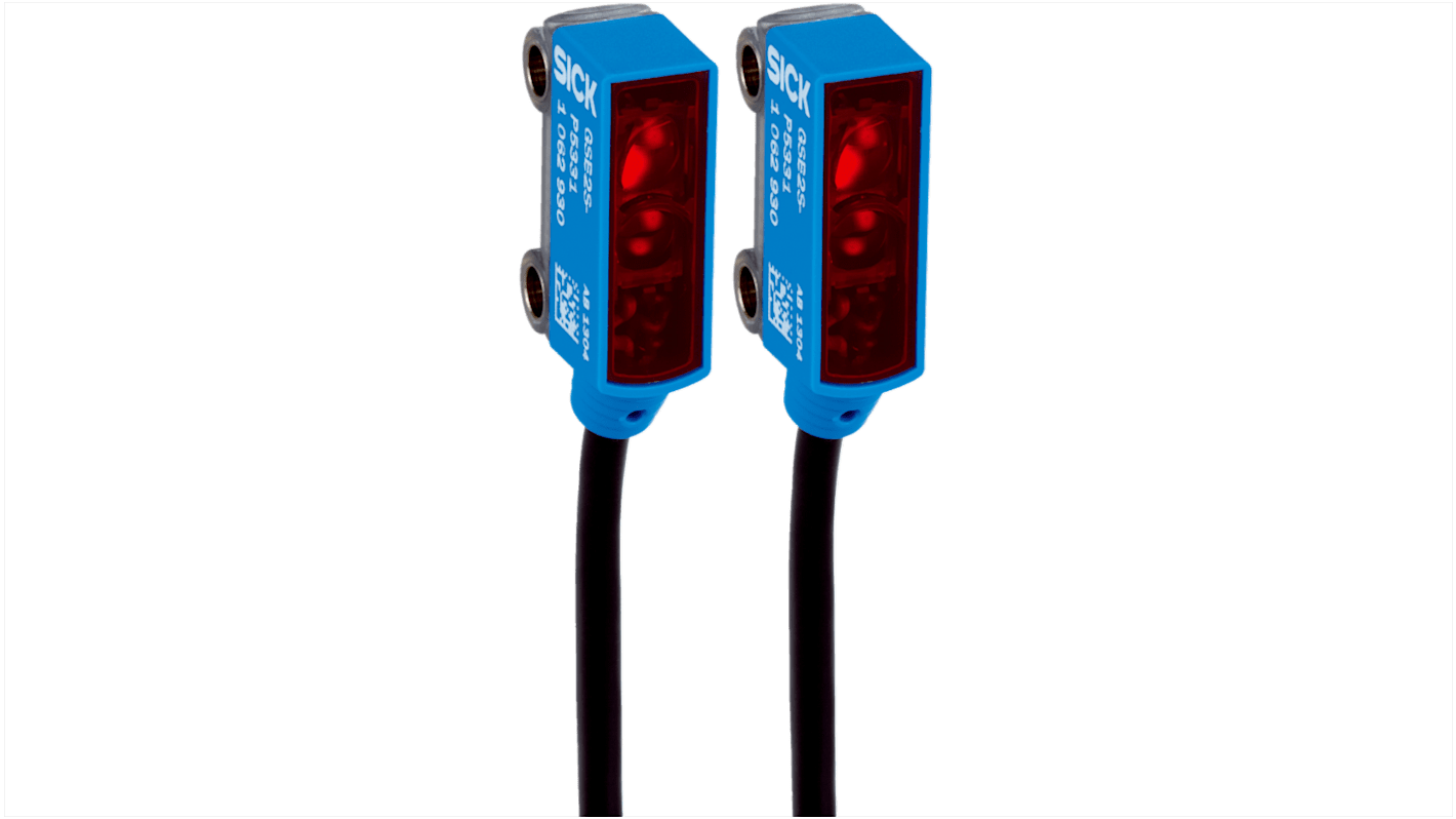 Sensore fotoelettrico rettangolare Sick GSE2S-N2311, rilevamento fino a 2 m, uscita NPN, grado di protezione IP67.