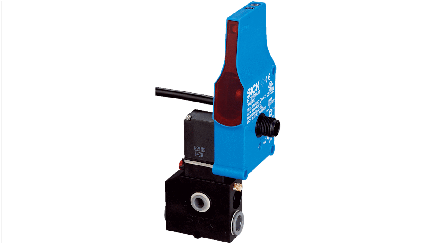 Sensore fotoelettrico rettangolare Sick IRT-P211A10, rilevamento 60-900 mm, uscita PNP, grado di protezione IP67.