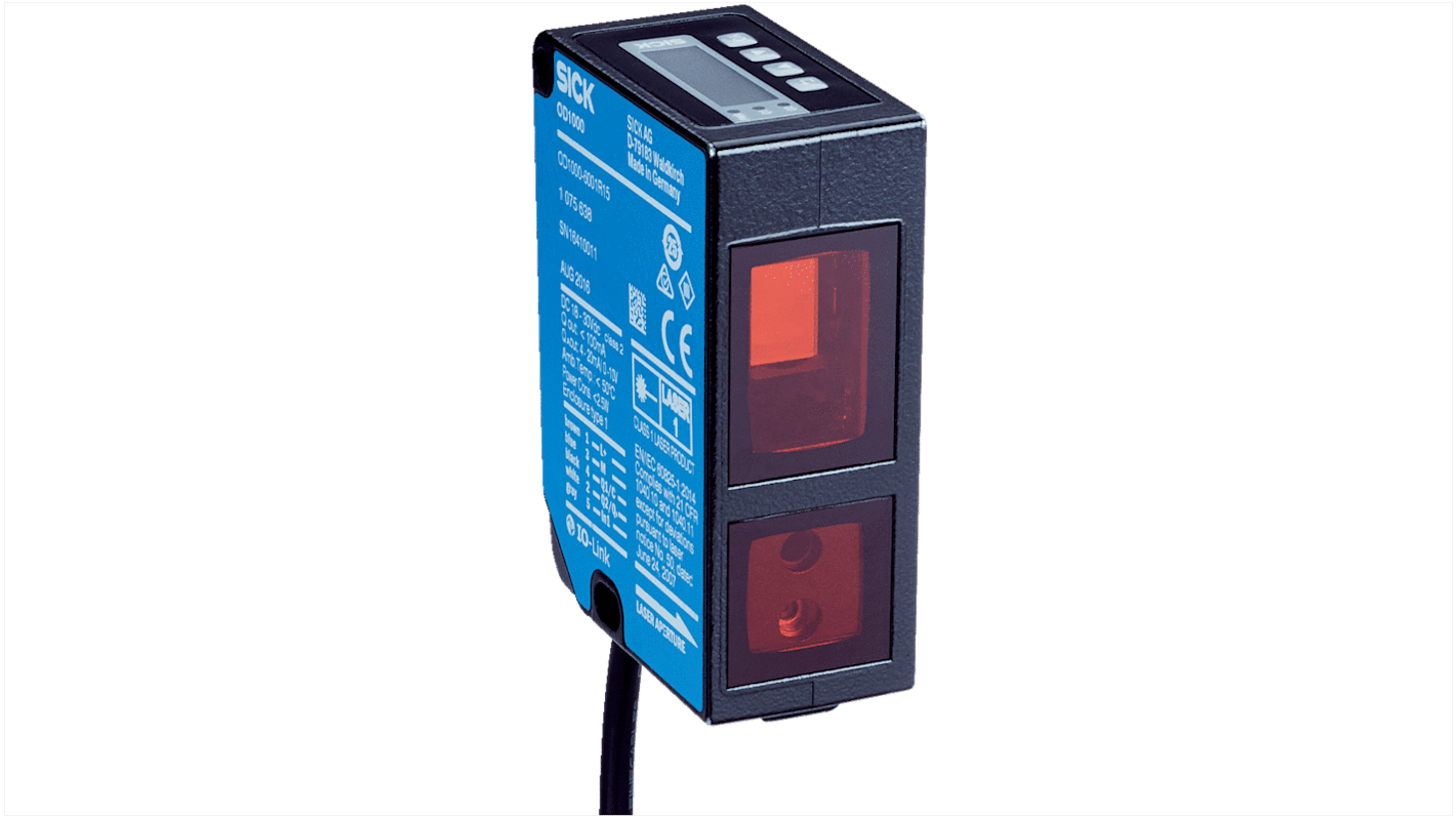 Sensore di distanza rettangolare Sick OD1000-6001R15, rilevamento 200-1000 mm, montaggio a pannello, grado di protezione IP65/IP67.