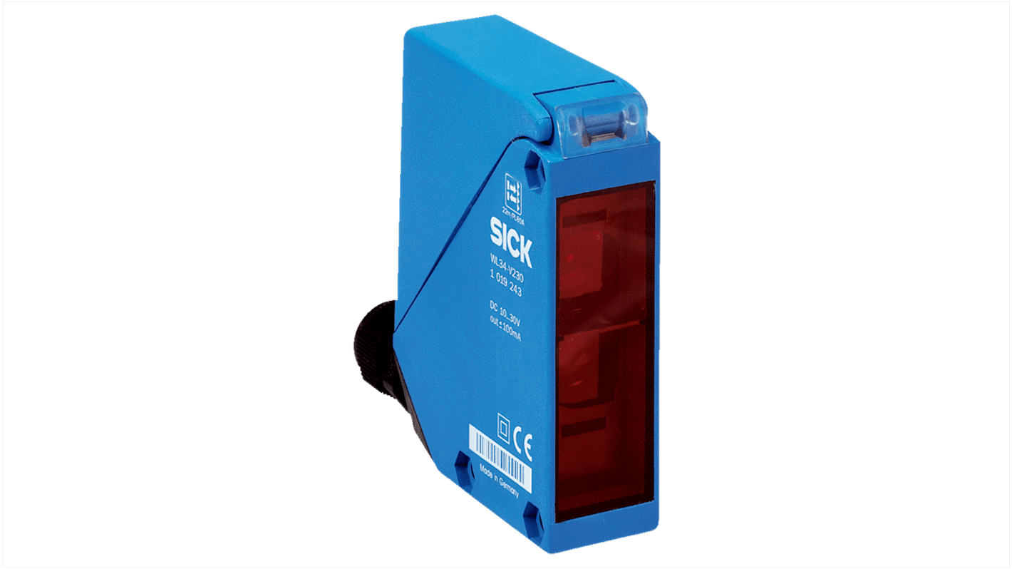 Sensore fotoelettrico compatto Sick WL34-V540, rilevamento 0,03-22 m, uscita PNP/NPN, IP67, montaggio a pannello.