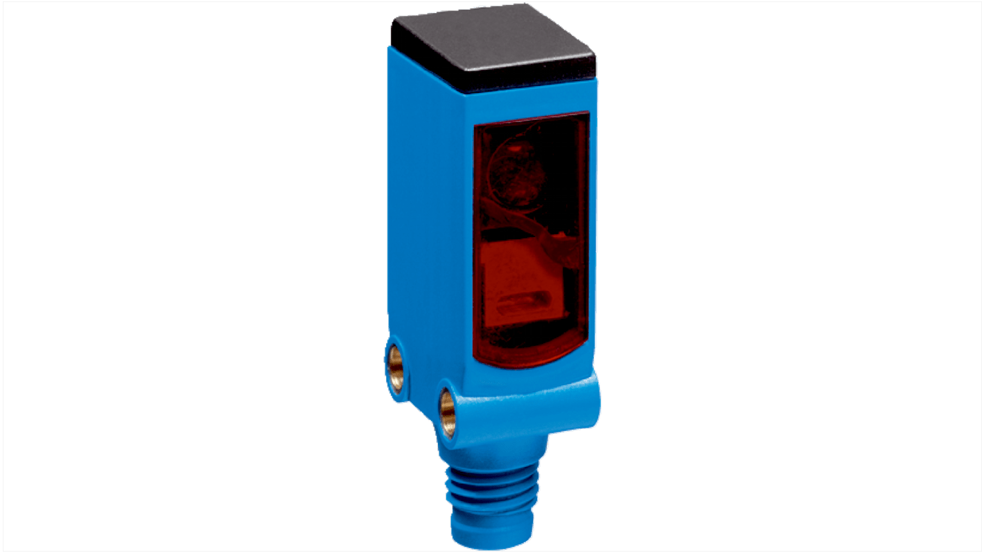Sensore fotoelettrico miniaturizzato Sick WL4S-3N1330 a retroriflessione, rilevamento fino a 4 m, uscita NPN, IP67.