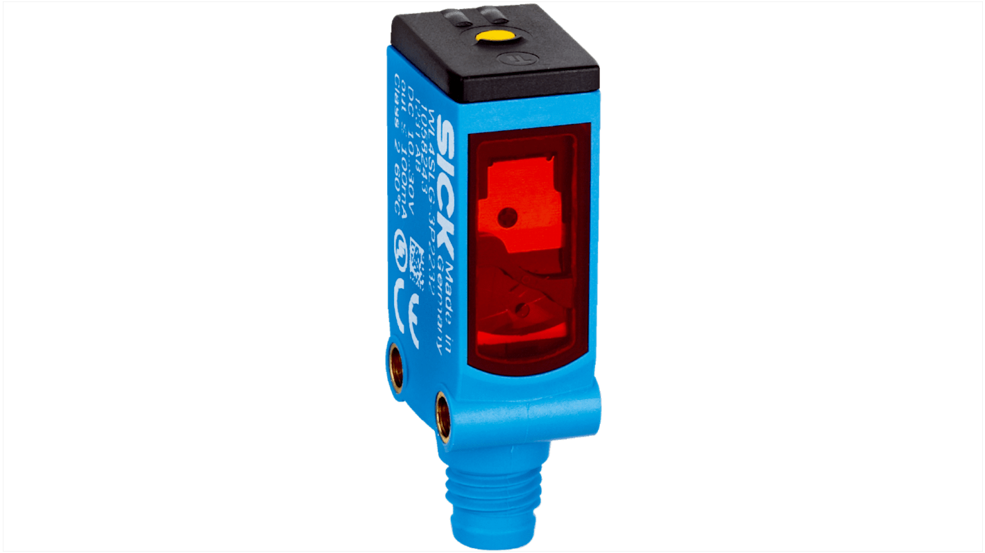 Sensore fotoelettrico Sick WL4SLGC-3P3052B01 a retroriflessione, rilevamento fino a 3,5 m, uscita PNP, connettore M8.