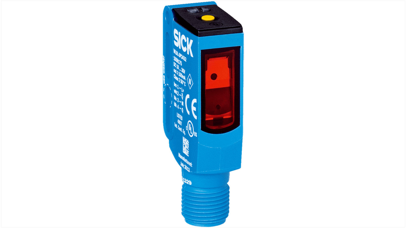 Sensore fotoelettrico rettangolare Sick WL9LGC-3P2232B01 a retroriflessione, gamma di rilevamento 4,5 m, con connettore M8.