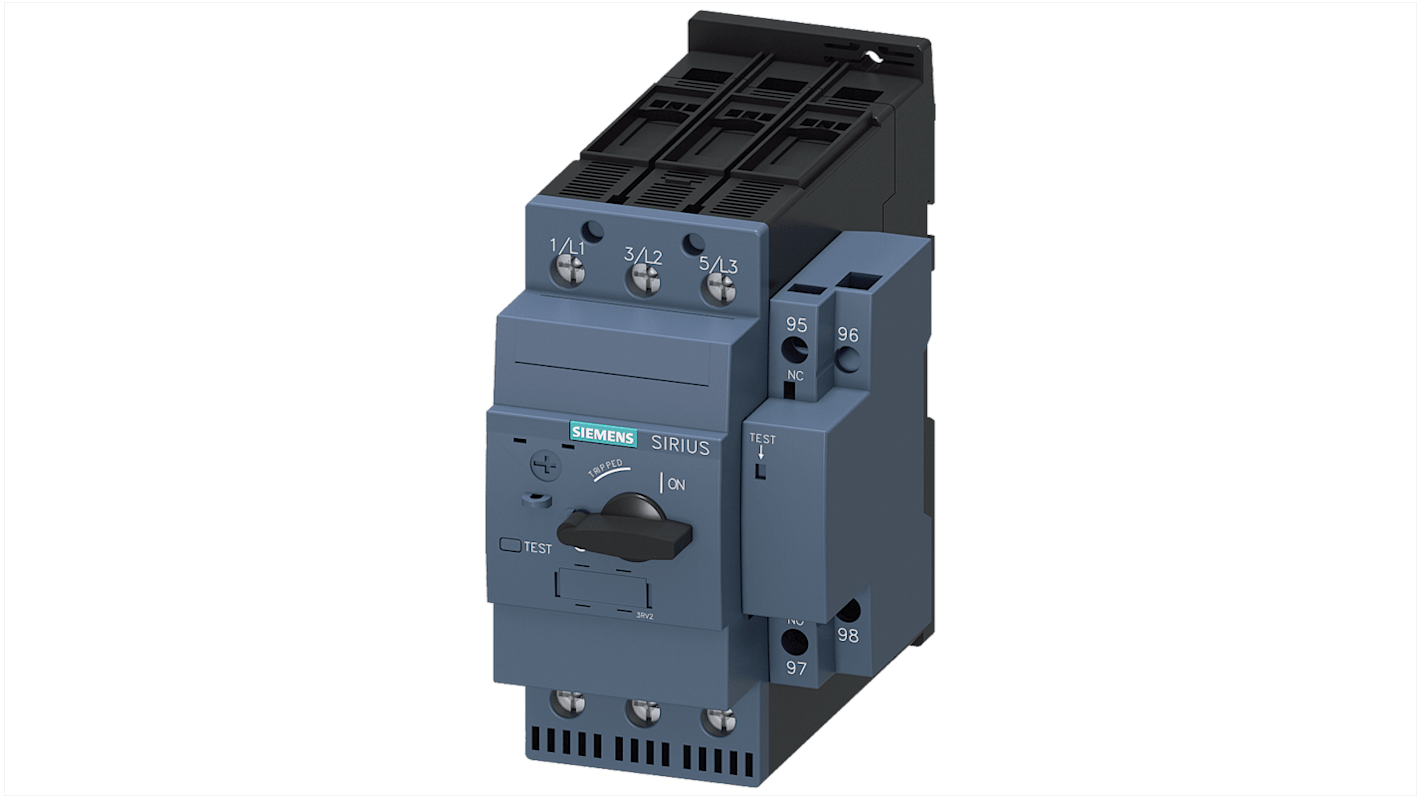 Unità controllo magnetico motore Siemens 3RV2131-4WA10, 690 V, 52 A, con protezione cortocircuito e rilevamento guasto fase.