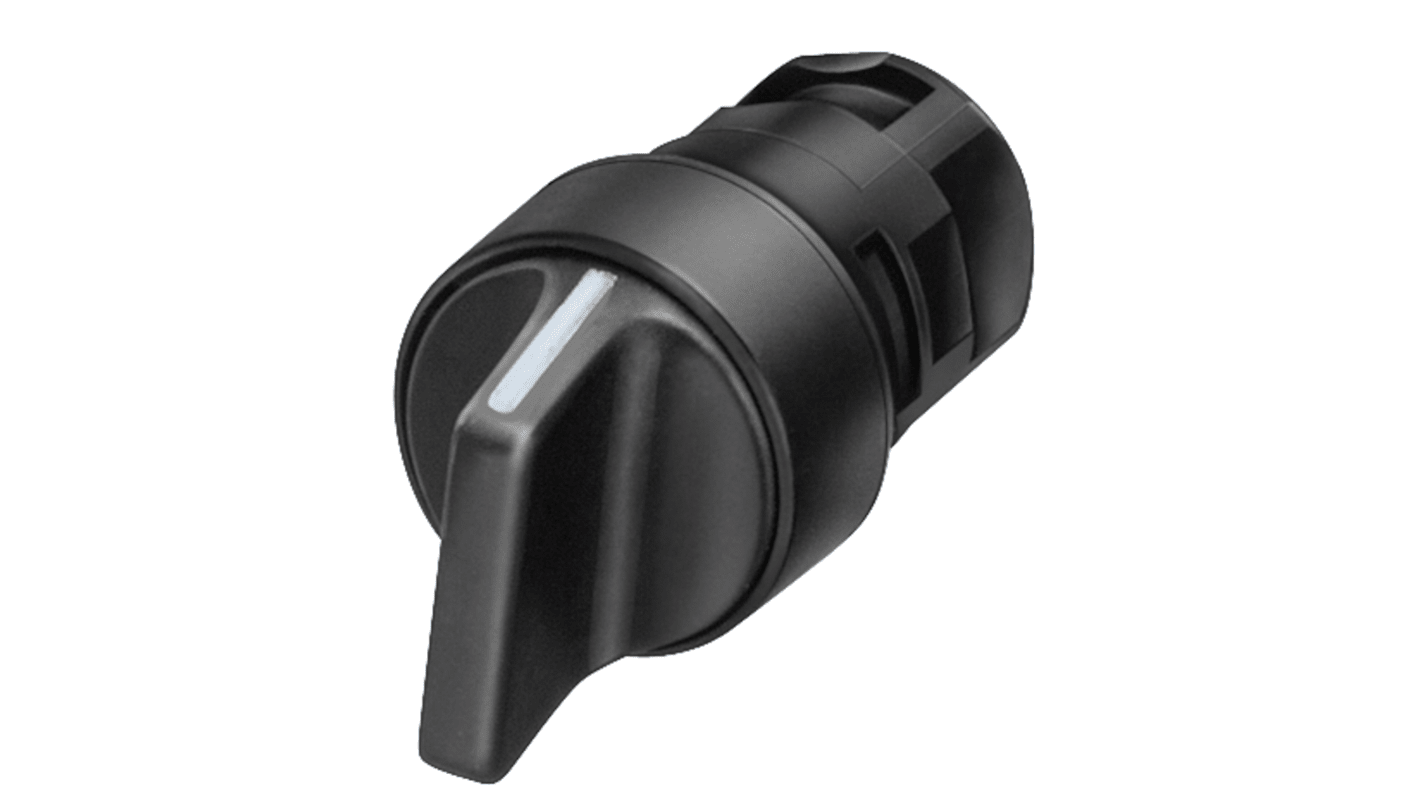 Interruttore a levetta Siemens 3SB2000-2AB01, montaggio frontale, diametro 16 mm, plastica nera, grado di protezione IP65.