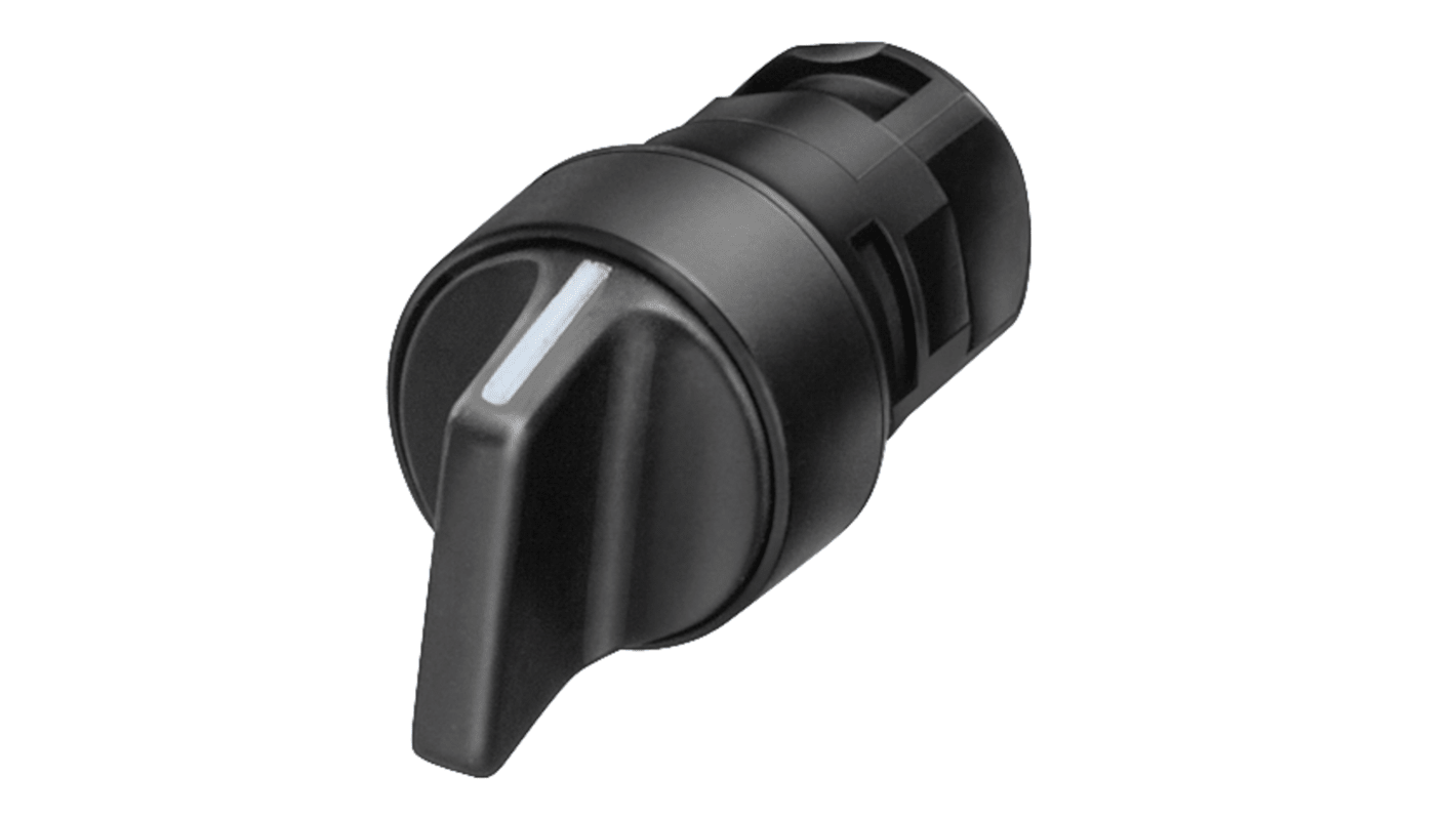 Interruttore a levetta Siemens 3SB2000-2DB01, montaggio frontale, diametro 16 mm, plastica nera, grado di protezione IP65.