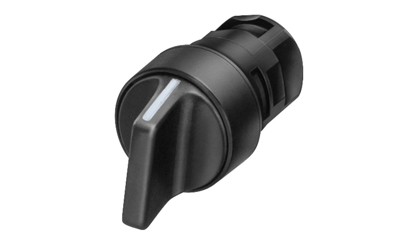 Interruttore a levetta Siemens 3SB2000-2EB01, montaggio frontale, diametro 16 mm, plastica nera, grado di protezione IP65.
