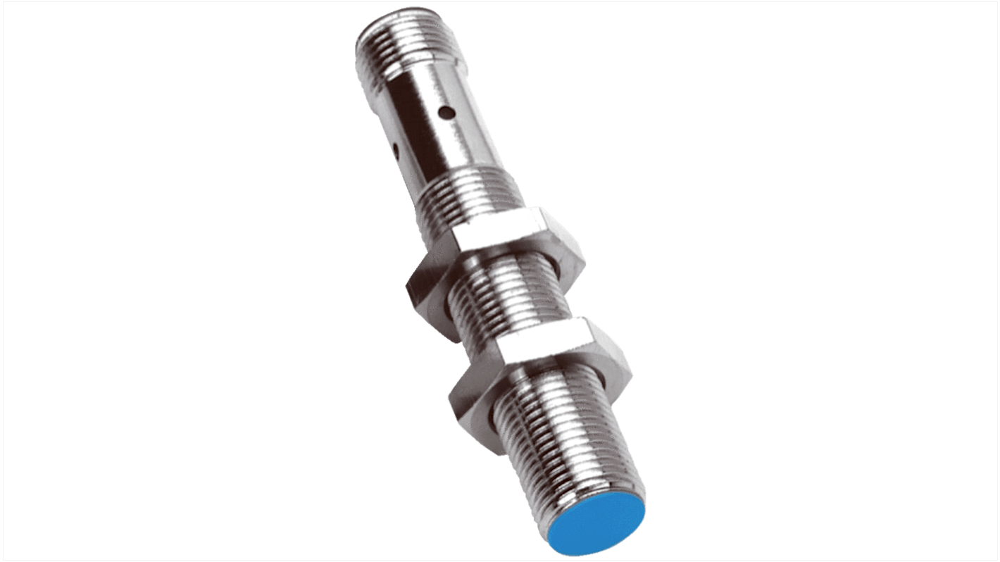 Sensore di prossimità induttivo cilindrico Sick IM12-02BPO-ZC1, PNP, M12 x 1, rilevamento 2 mm, IP67, -25/+70 °C. Montaggio a filo.