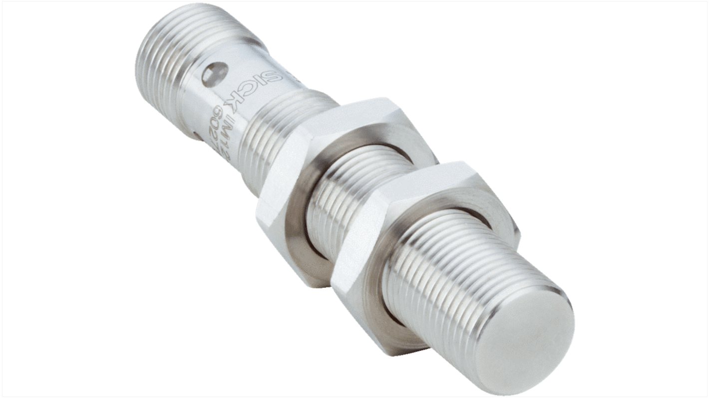 Sensore di prossimità induttivo cilindrico Sick IM12-06BPS-VC1, PNP, M12 x 1, rilevamento 6 mm, IP67, acciaio inossidabile.