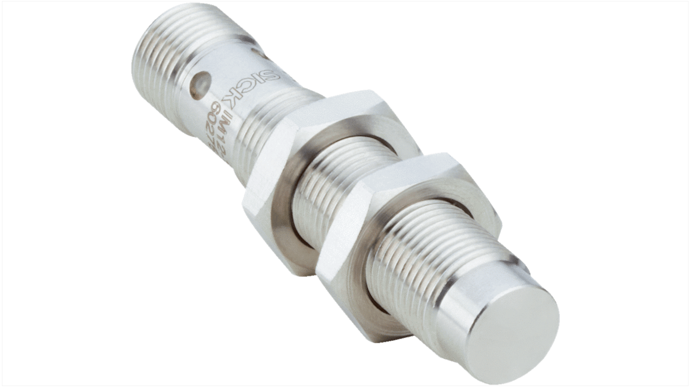 Sensore di prossimità induttivo cilindrico Sick IM12-10NPS-NC1, M12, 10 mm, PNP, IP67, -25 a 75 °C, 10-30 V CC.