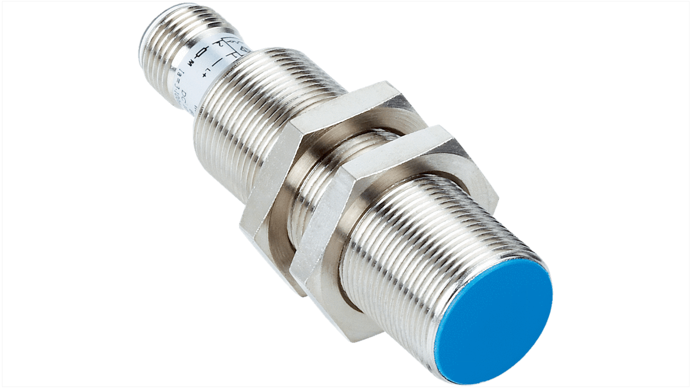 Sensore di prossimità induttivo cilindrico Sick IM18-05BCP-ZC1, M18, NPN/PNP, rilevamento 5 mm, IP68, montaggio a filo.