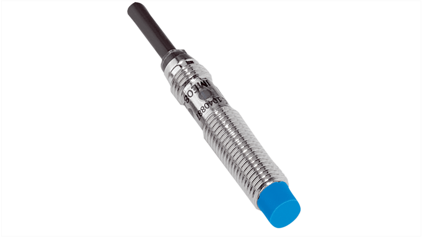 Sensore di prossimità induttivo cilindrico Sick IME08-04NNOZW2K, M8 x 1, uscita NPN, rilevamento 4 mm, IP67.