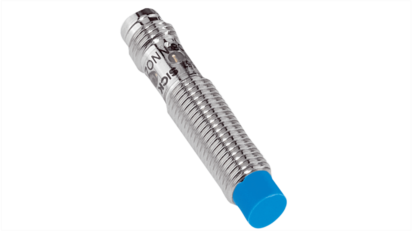 Sensore di prossimità induttivo cilindrico Sick IME08-04NPSZT0KS07, uscita PNP, gamma di rilevamento 4 mm, IP67.