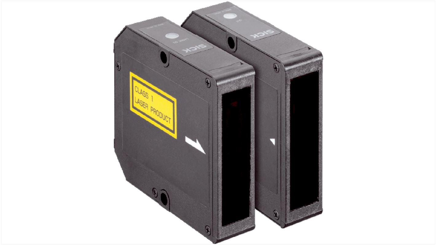 Sensore fotoelettrico rettangolare Sick WSE130L-54, rilevamento fino a 3,5 m, uscita PNP/NPN, grado di protezione IP67.
