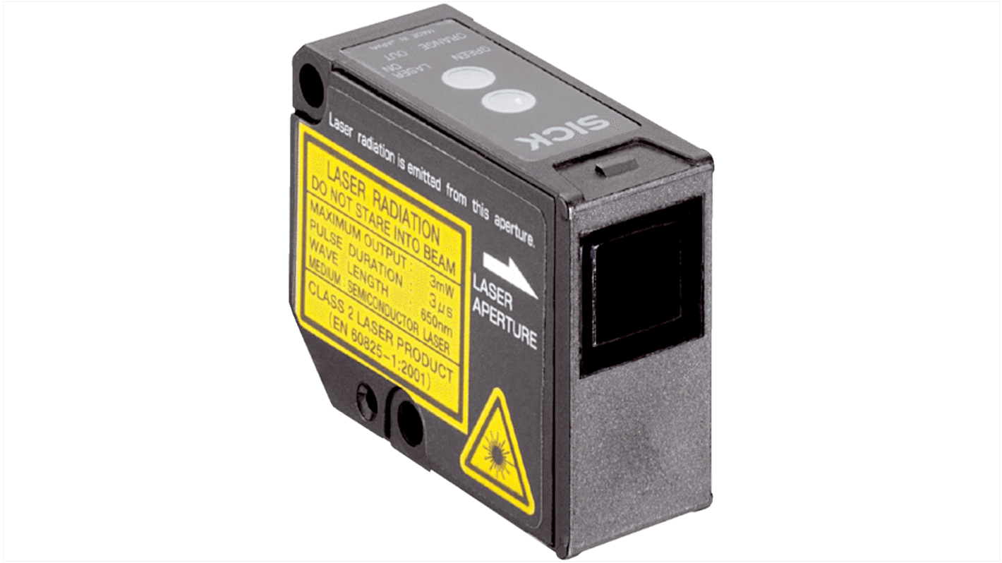 Sensore fotoelettrico rettangolare Sick WT130L-32, rilevamento fino a 1200 mm, uscita PNP, IP67, montaggio a foro.