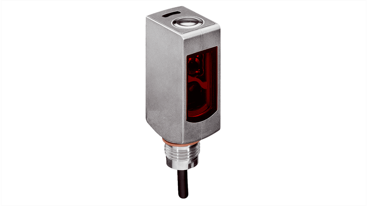 Sensore fotoelettrico rettangolare Sick WTB4S-3P5262H, rilevamento 4-500 mm, uscita PNP, custodia in acciaio inox, IP66-69K.