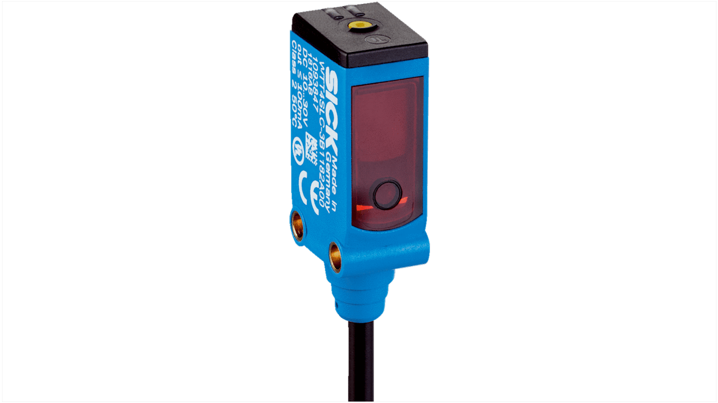 Sensore fotoelettrico rettangolare Sick WTT4SLC-3B0062B03, tecnologia a tempo di volo, gamma 50-1300 mm, IP67.