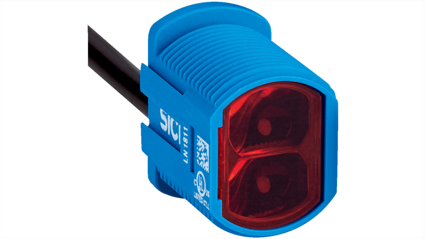 Sensore fotoelettrico rettangolare Sick ZLD18-9AB4B2, retro-riflettente, gamma 0-7,8 mm, montaggio M18, IP67, -40/+55°C.