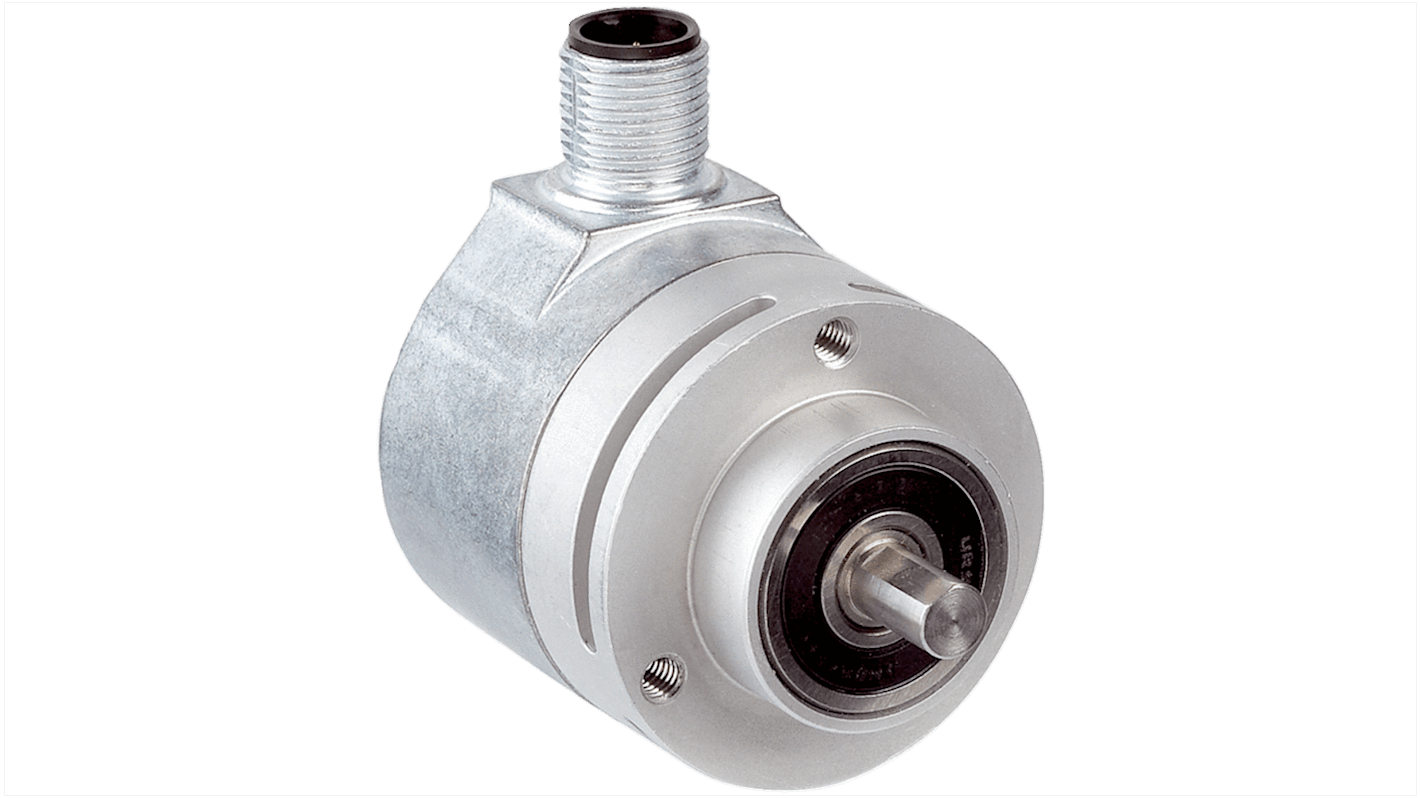 Encoder assoluto Sick SKS36-HVA0-K02, 128 ppr, uscita Binario, diametro albero 6 mm, dimensioni 40x40x55 mm.