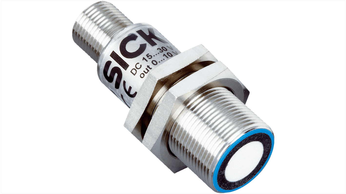 Sensore di prossimità a ultrasuoni cilindrico Sick UM18-21812E211, gamma di rilevamento 120-1000 mm, alimentazione 10-30 V c.c.