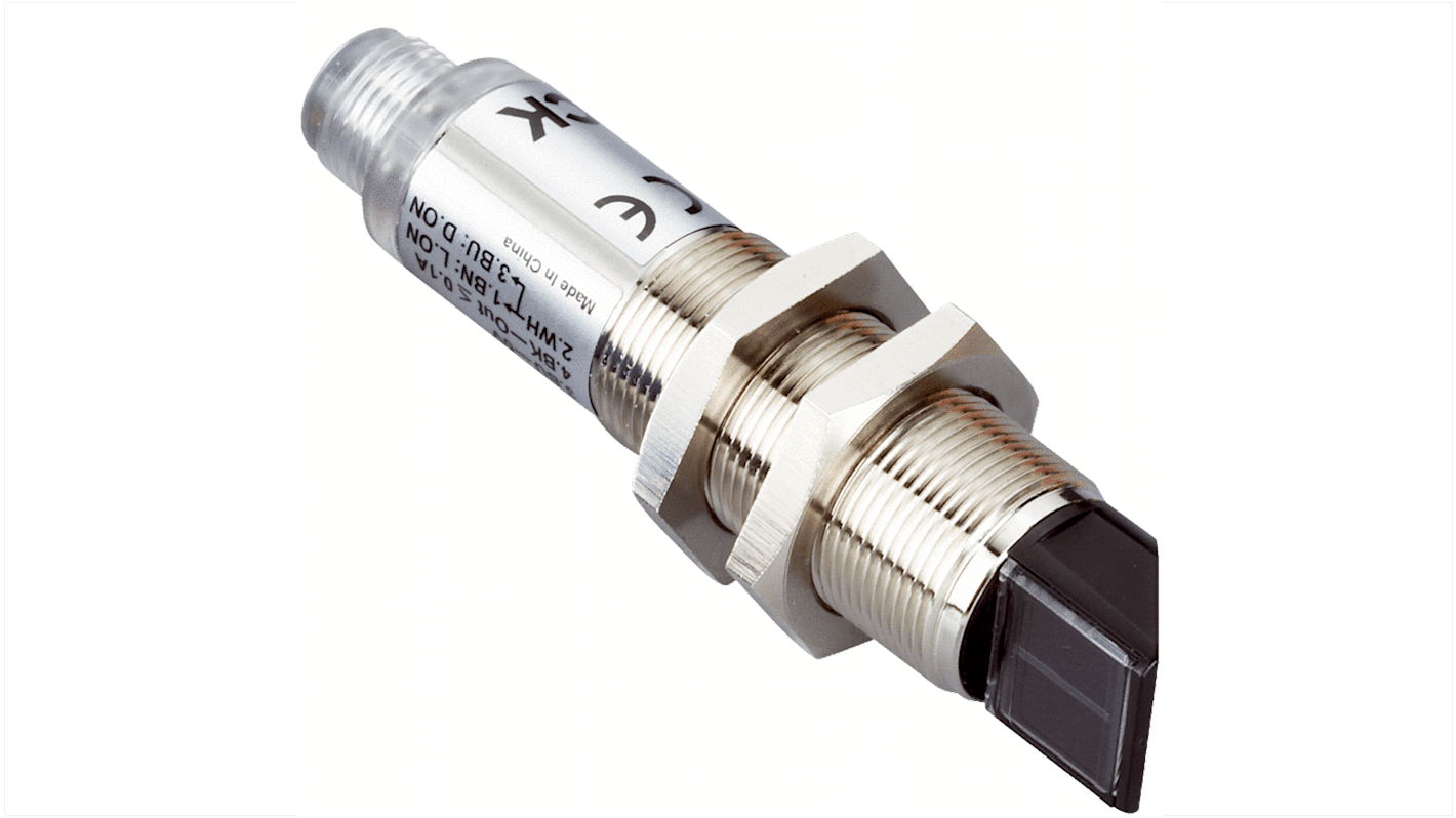 Sensore fotoelettrico cilindrico Sick VTF180-2F32414, sblocco di sfondo, gamma 1-130 mm, uscita PNP, IP67.
