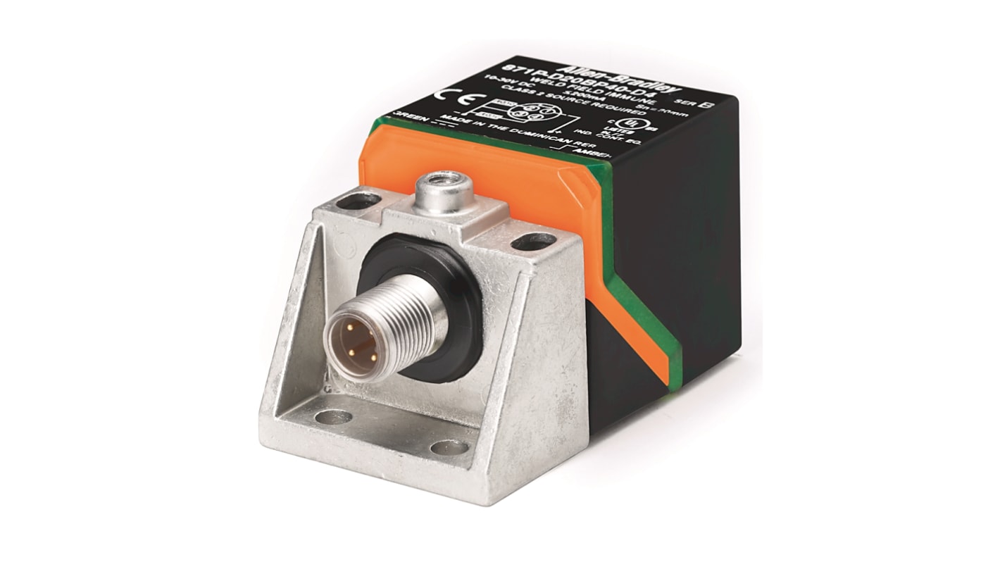 Sensore di prossimità induttivo rettangolare PNP Rockwell Automation 871P-D40BP40-D4, rilevamento 40 mm, IP68, alimentazione 10-30 V c.c.